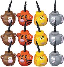 Amazon Com Fun Express Zoo Animal Sippy Cups With Lids Straws 12 Count Great For Children S Party Birthday Bash Th Animals Cup Fun Express Zoo Animals