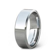 Mens Wedding Band Fashion Ring Solid Chrome Polished Beveled Edge Tungsten Ring 8mm Comfort Fit Tungsten Wedding Rings Rings For Men Mens Wedding Rings