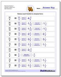 K5 learning equivalent fractions grade 5 answer key : Reducing Fractions