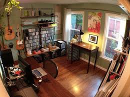 Workspace Of The Week All In One Home Office Music Studio And Art Studio Unclutterer Music Room Office Home Music Rooms Home Studio Music