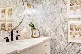 The great collection of designer bathroom wallpaper for desktop, laptop and mobiles. Guest Bathroom Refresh Palm Leaf Wallpaper Bathroom Nicki Pasqualone