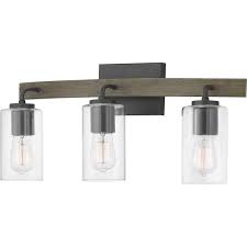 Vanity wall sconce lighting 3 lights, black bathroom vanity light fixtures over mirror rustic style matte hanging light industrial indoor wall light fixture for bathroom cabinets dressing table. Progress Lighting Bradberry 3 Light Brown Farmhouse Vanity Light In The Vanity Lights Department At Lowes Com