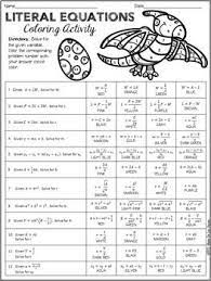 You can play a memory game or a pictionary game once. Writing Literal Equations Coloring Activity Literal Equations Word Problem Worksheets Persuasive Writing Prompts