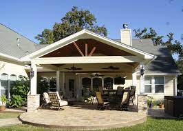 Patio Cover With Stamped Concrete Magnolia Tx Back Patio Remodel Idea Patio Remodel Covered Patio Design Patio Makeover