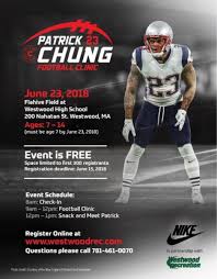 New england patriots safety patrick chung has been ruled out of the clash with rivals the philadelphia eagles, the nfl super bowl champions announced. Westwood Recreation On Twitter New Football Clinic With New England Patriots Patrick Chung June 23 9 1 Event Is Free Space Is Limited To The First 300 Registrants Deadline June 15 Ages 7 14