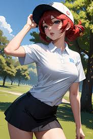 AI生成画像] 白のポロシャツと黒のミニスカート姿の女性ゴルファー - パブリックドメインQ：著作権フリー画像素材集