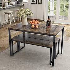 Amazon Com Dining Room Table Set 3 Pieces Farmhouse Kitchen Table Set With Two Benches In 2020 Dining Room Table Set Dining Sets Modern Farmhouse Kitchen Table Sets