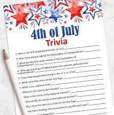 These trivia questions are sure to be a hit at your gathering. 4th Of July Trivia Games 35 Images 4th Of July Printable Fourth Of July Trivia Free Printable Fourth Of July Quiz For 10 Best Fourth Of July Trivia Printable