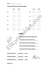 The most comprehensive library of free printable worksheets & digital games for kids. English Worksheets Tens Ones