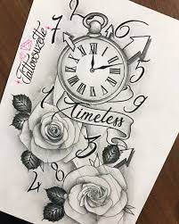 Clock Roses Tattoo Design Clock Rose Tattoo Design Roses Tattoo Design Clock And Roses Tattoo