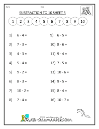 Subtraction To 10 Worksheets Free Printable Math Worksheets Addition And Subtraction Worksheets Kids Math Worksheets