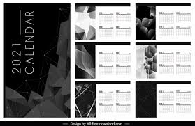 2021 printable calendars, yearly, half year or monthly templates, free to download and print, in image, pdf or excel format. 2021 Calendar Template Modern Black White Abstract Free Vector In Adobe Illustrator Ai Ai Format Encapsulated Postscript Eps Eps Format Format For Free Download 10 01mb