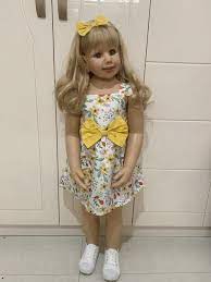 100 CM Silicone Vinyl Toddler Blonde Princess Smile Girl Doll Long Hair  3-Year-Old Size Child Clothing Photo Model Dress Up Toy - AliExpress
