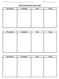 Math Base 10 Blocks Place Value Chart Template