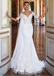 Magbridal Glamorous Tulle Satin Bateau Neckline Mermaid Wedding Dresses With Lace Appliques Milla Nova Wedding Dresses Wedding Dresses Lace Wedding Dresses