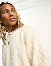 Carhartt WIP cambell cable knit jumper in off white