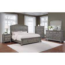 Description the langtry 6pc bedroom set cal king platform bed, dresser, mirror, 2 nightstand, chest in black vinyl. Best Master Furniture 5 Pcs Cal King Bedroom Set In Grey Rustic Wood Walmart Com Best Master Furniture King Bedroom Sets Bedroom Set