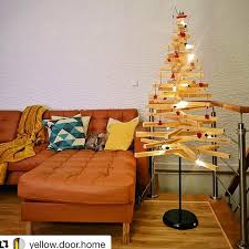 What An Unusual Tree Yellow Door Home Used The Not Lamp Base And Threaded Plywood Pieces Through It To Make This One Of Ikea Ivar Shelves Ikea Ivar Ikea Bed