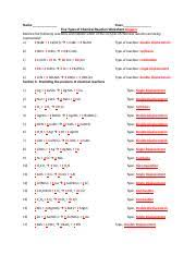 Savesave classification of chemical reactions key for later. Worksheet 1 Types Of Chem 1 Name Class Five Types Of Chemical Reaction Worksheet Answers Balance The Following Reactions And Indicate Which Of The Course Hero