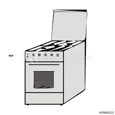 Kitchen stoves rely on the application of direct heat for the cooking process and may also contain an oven, used for baking. Vector Drawing Of A Gas Stove Stock Vector Adobe Stock
