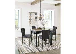 Rent to own name brand consumer electronics, appliances, tools, fitness & more. Dontally Two Tone Counter Height Dining Room Table W 4 Bar Stool Mr H Rent To Own