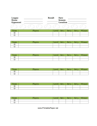 This Score Sheet For Tennis Has Space To Report The Results Of A Tennis Match Free To Download And Print Volleyball Score Sheet Tennis Match Match Score