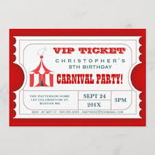 Pick out the best carnival birthday invitations from our wide variety of printable templates you can freely customize to match any party theme. Carnival Ticket Invitations Zazzle