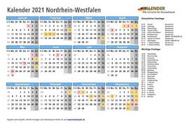 Kostenlos jahreskalender 2021 nrw zum ausdrucken in 2020. Kalender 2021 Nordrhein Westfalen Alle Fest Und Feiertage