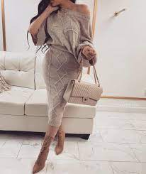 بيخلص الشتاء وانا للحين اشوف صور وستايلات حلوهه حلوين ويبغالهم جسم رشيق شرايكم زيني إطلالتك بأجمل المجوه fashion sweater dress bodycon dress