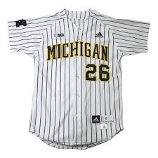 Black And White Striped Baseball Jersey The M Den University Of Michigan Baseball Authentic White 26 280 Liked On P White Jersey Shirt Baseball Jersey Shirt University Of Michigan Baseball
