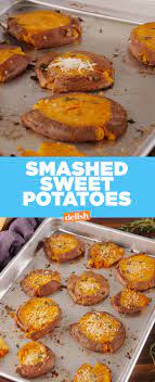 Smashed Sweet Potatoes Recipe Smashed Sweet Potatoes Sweet Potato Recipes Recipes