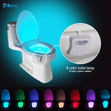 Led Toilet Lamp Night Lights With Motion Sensor 8 Color Toilet Bowl Lamp Activated Nightlights Toilet Seat Nightlights Bathroom Led Lampen Badkamer