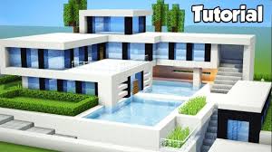 Minecraft How To Build A Large Modern House Tutorial 2 Modern Minecraft Houses Minecraft House Tutorials Minecraft House Designs