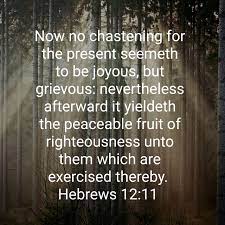 Gary Jacot On Twitter: "Now No Chastening For The Present Seemeth To Be  Joyous, But Grievous: Nevertheless Afterward It Yieldeth The Peaceable Fruit  Of Righteousness Unto Them Which Are Exercised Thereby. Hebrews