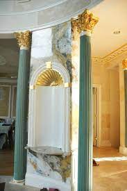 A wide variety of decorative plaster columns options are available to you Columns Finished As Marble With Venetian Plaster Luxury Exterior Design Luxury Exterior Marble Columns