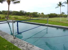 Backyard volleyball rebounder drills you can do on your own. Pool Volleyball Pool Volleyball Net Pool Patio Designs Swimming Pool Designs
