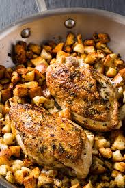 Skillet Roasted Chicken And Stuffing For Two Cook S Country Recipe In 2020 Thanksgiving Recipes Roasted Chicken Recipes