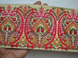 Wholesale Saree Border Trim By 9 Yard Embroidered Sewing Trim Ribbon Decorative Ribbon Trimmings Craft Ribbon Costum Fabric Trimmings Fabric Trim Saree Border
