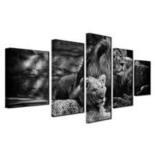 Maybe you would like to learn more about one of these? Black White Animal Pictures King Of The Forest Lions Painting 5 Piece Canvas Art Wall Decor Canvas Prints Artwork Ca Go Canvas