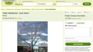 Free firewood for sale in dublin 7, dublin from flayle. Burnside Village Tree Advertised As Firewood In Gumtree Online Classified Ad The Advertiser