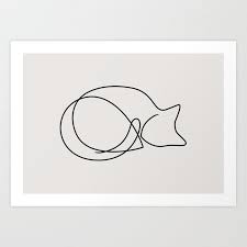 One Line Kitty Ii Art Print By Amy Roberts X Small Cat Tattoo Simple Line Art Drawings Animal Line Drawings