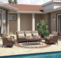 PURPLE LEAF 4-Piece Outdoor Conversation Sets Wicker Rattan Furniture with  3 Chairs and 1 Coffee Table with 5-Persons PPL05SWSF043SST