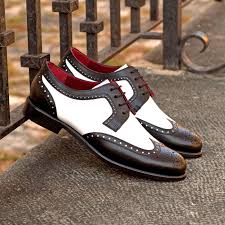 Black And White Wingtip Shoes Womens The Women S Derby Wingtip In Black And White Box Calf Robert August Apparel In 2020 Tuxedo Shoes Calves Custom Design Shoes