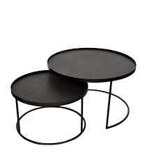 Homewares Trays Notre Monde Round Tray Tables Set Of 2 Round Metal Coffee Table Nesting Coffee Tables Round Nesting Coffee Tables