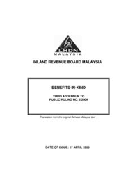 Further to the updated frequently asked questions (faqs) issued by the inland revenue board of malaysia (irbm) on 10 june 2021, the irbm has now issued an updated faqs on 26 june 2021 to announce the further extension of time for the filing of tax return and relaxation in respect of other tax. Inland Revenue Board Malaysia Benefits In Kind Inland Revenue Board Malaysia Benefits In Kind Pdf Pdf4pro