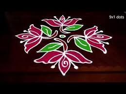 Sankranthi Flowers Kolam Designs With 9 Dots Chukkala Muggulu Designs Pongal Rangoli Youtube Muggulu Design Kolam Designs Design