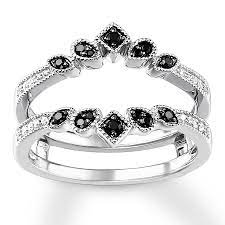 Black White Diamond Enhancer Ring 1 4 Ct Tw 14k White Gold 960322408 Kay Black Stone Ring White Gold Sapphire Engagement Rings Black Diamond Ring