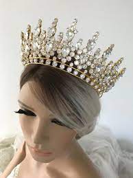 Gold Tiara Bridal Crown Crystal Wedding Tiara Wedding Hair Etsy Bridal Crown Crystal Crystal Wedding Tiaras Bridal Tiara