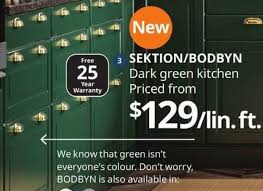 Bodbyn door has a frame and a bevelled panel that give it a distinct, traditional character. Ikea Sketion Bodbyn Dark Green Kichen Redflagdeals Com