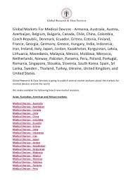 Use it to show you care about the things the hiring manager cares . Global Markets For Medical Devices Armenia Australia Austria Aze